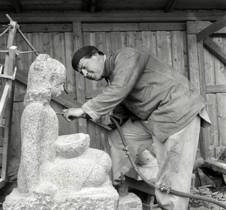 Arbeid på AL Steinskulptur 1953-1955