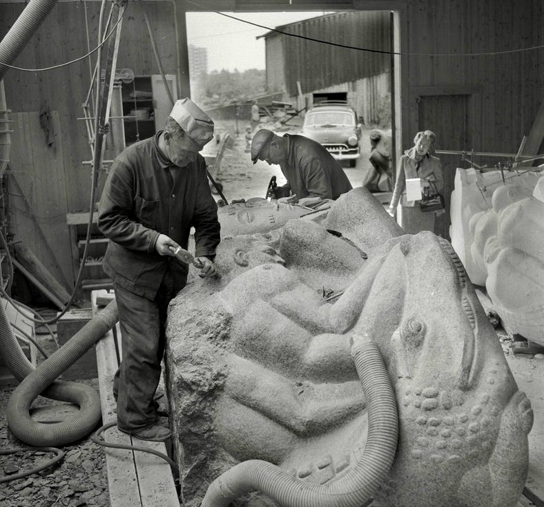 Arbeid på AL Steinskulptur 1953-1955